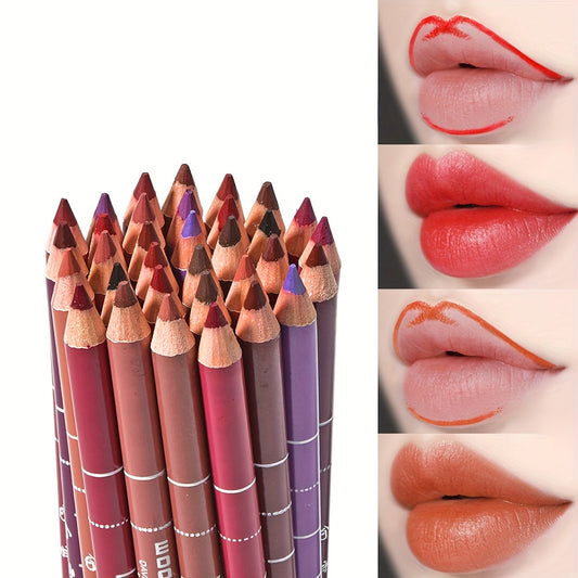 4-in-1 Lip Liner Rose Nude Brown Red Eyebrow Eyeliner Pencil