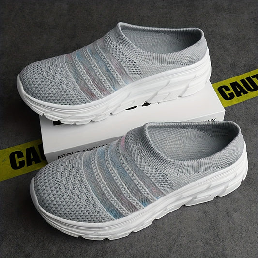 Women's Knitted Platform Loafers Slip On Sports Shoes