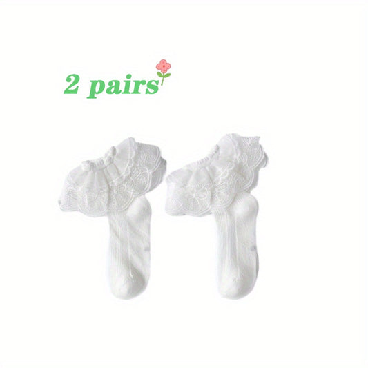 Girls Ruffled Princess Lace Socks With Mesh Sleeves