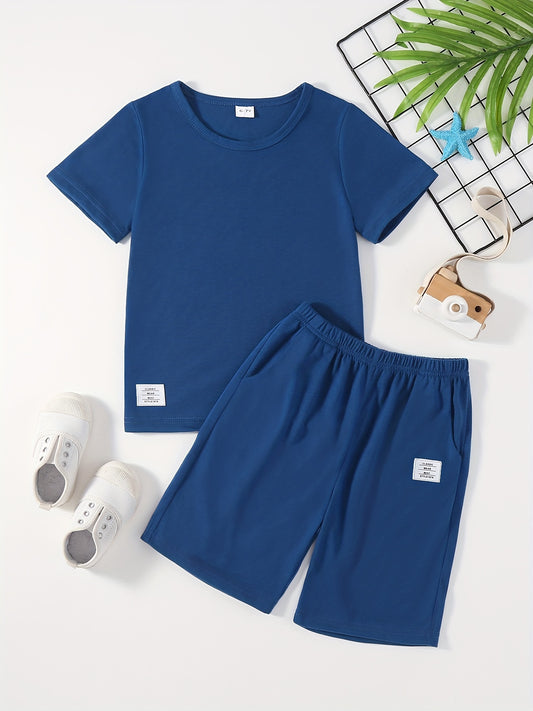 2pc Boys Casual Short Sleeve T shirt&Shorts Set Summer Kids Clothing