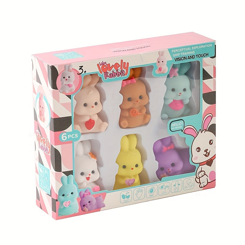 6pcs Silicone Rabbit Floating Bath Toys - Easter and Pool Party Decorations