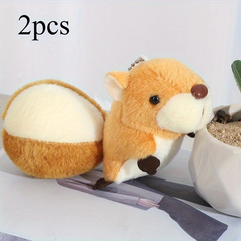 2pcs Squirrel Pendant Plush Doll Bag Keychain Birthday Gift
