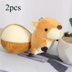 2pcs Squirrel Pendant Plush Doll Bag Keychain Birthday Gift