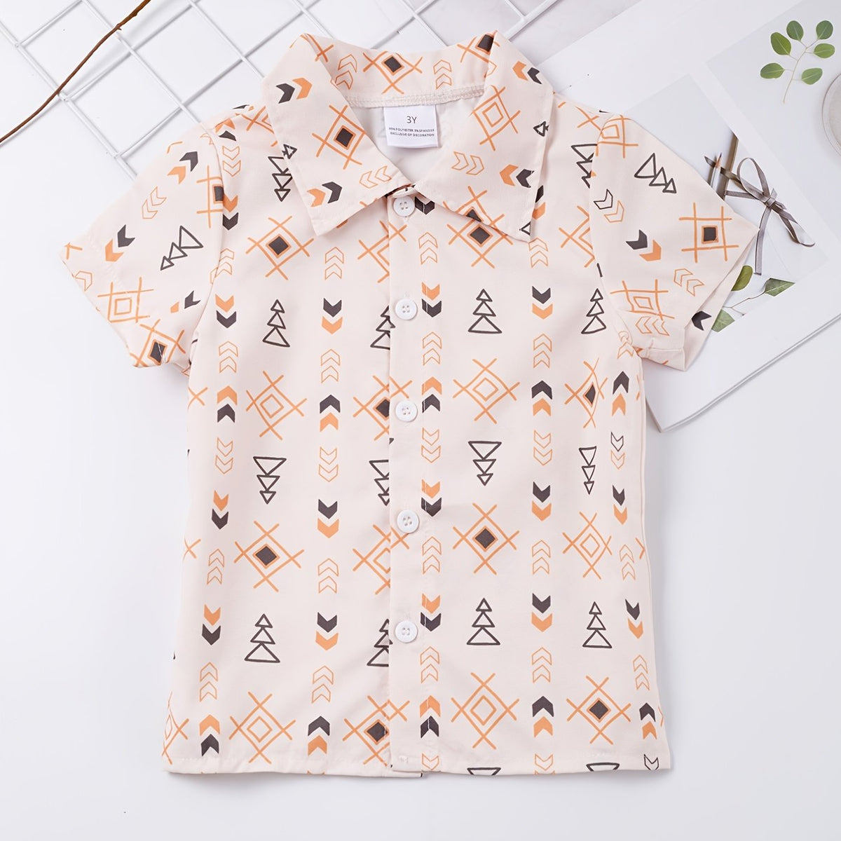 Boys Symbols Shirt Short Sleeves Button Casual Summer Kids Clothes