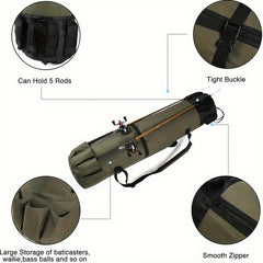 Large Capacity Multifunctional Fishing Bag Foldable Rod Holder