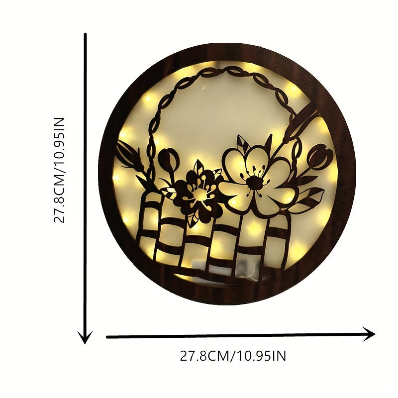 Children's Room Decoration Wall Clock LED Creative Light Retro Wooden Sign
