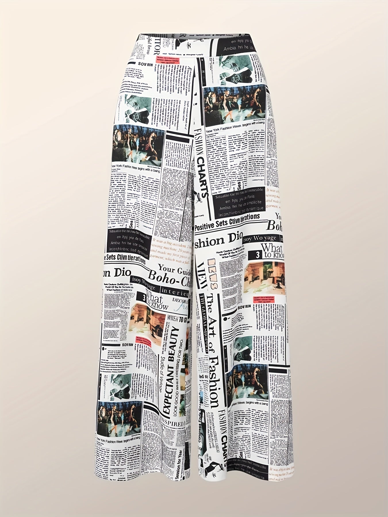 Women's Plus Pop Art Print Wide Leg Trousers