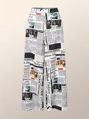 Women's Plus Pop Art Print Wide Leg Trousers