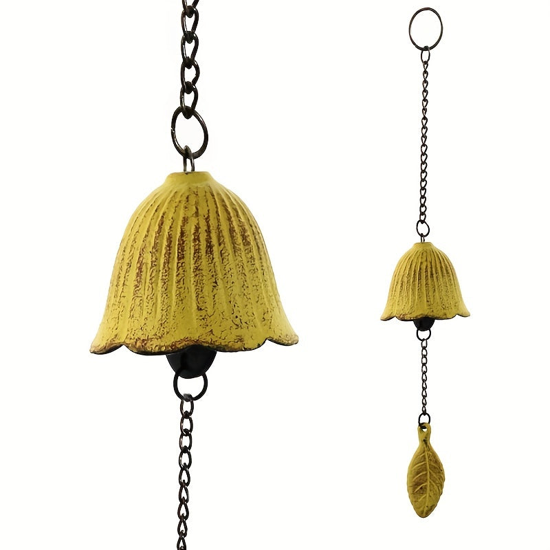 Japanese Cast Iron Wind Chime Hanging Decoration Retro Leaf Bell Outdoor Garden