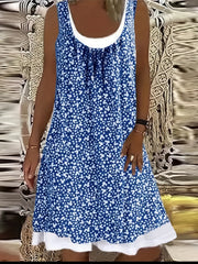  Casual Ruched Floral Print Tank Dress