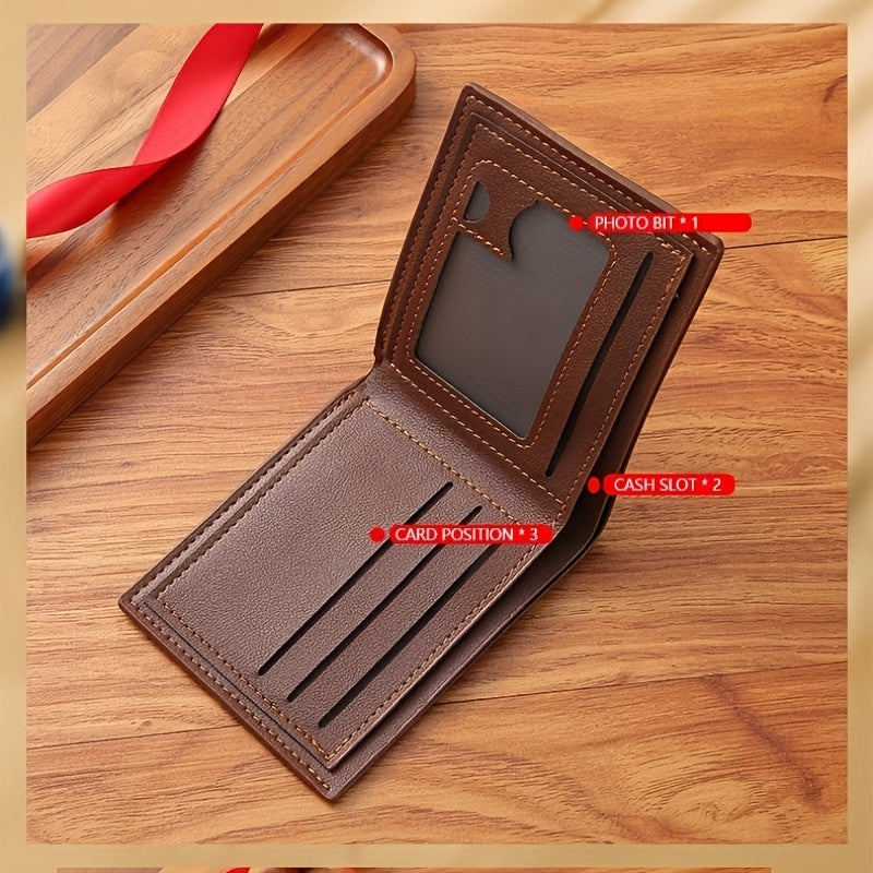 Men's Short Money Clip Wallet Lychee Pattern Soft Clip