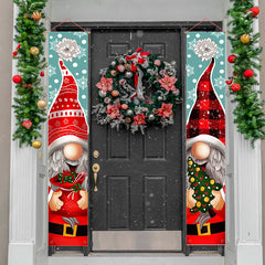 2pcs Merry Christmas Santa Claus Hanging Door Banner Festive Home Decorations