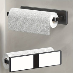 Kitchen Paper Towel Holder with Cabinet Roll Storage & Cling Film Rag Hanger