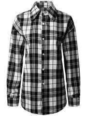 Plaid Long Sleeve Shirt Outdoor Casual Loose Shirt