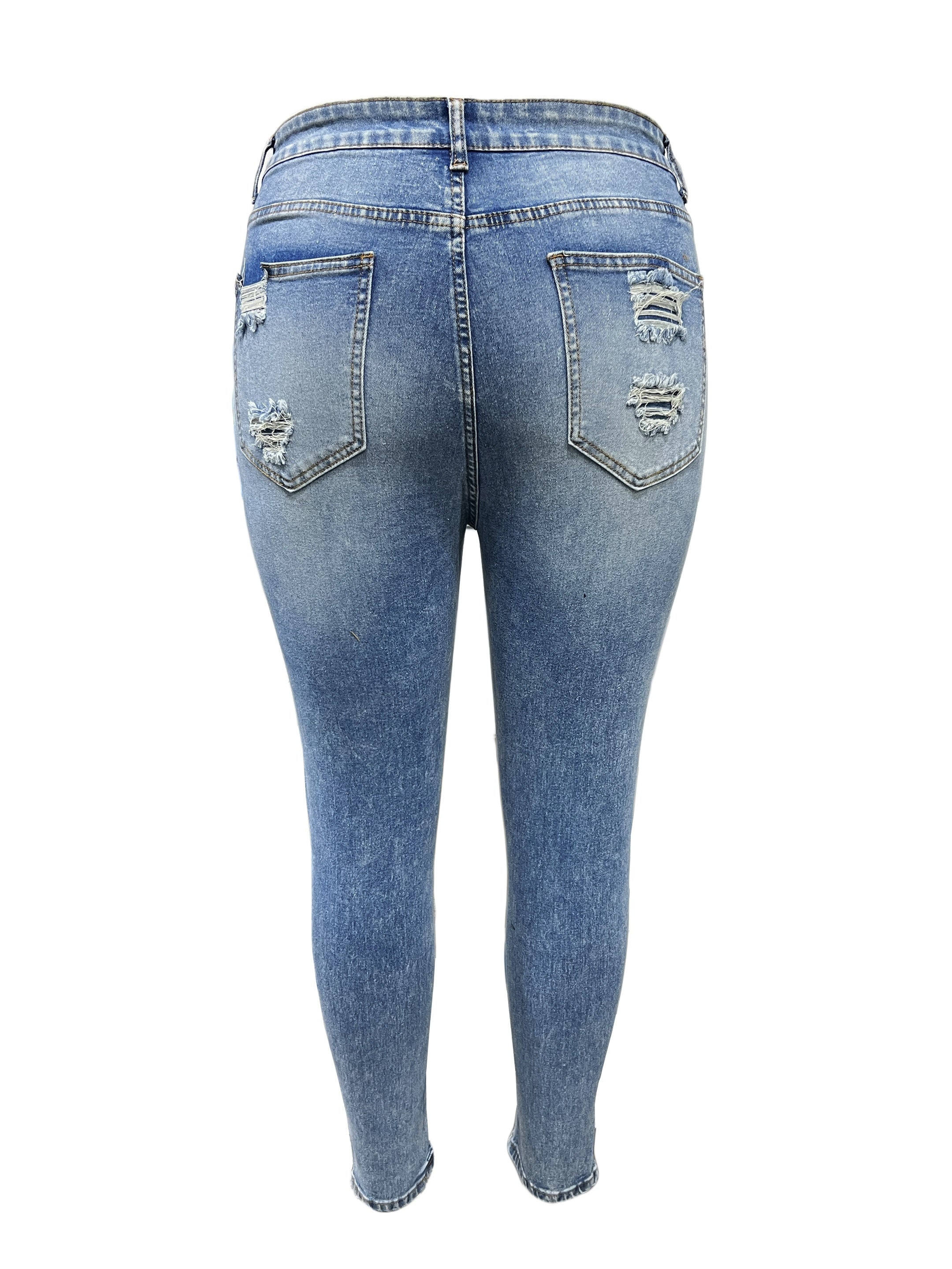  Ripped Button Fly High Rise Skinny Jeans