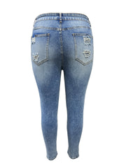  Ripped Button Fly High Rise Skinny Jeans