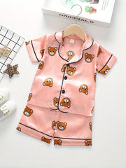 Boys Teen Bear Graphic Shirt & Shorts Set for Summer