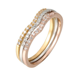 V Shape Zircon Ring 18K Plated CZ Band Jewelry Gift