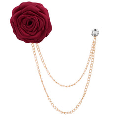 Men's Wedding Groom Rose Chain Brooch