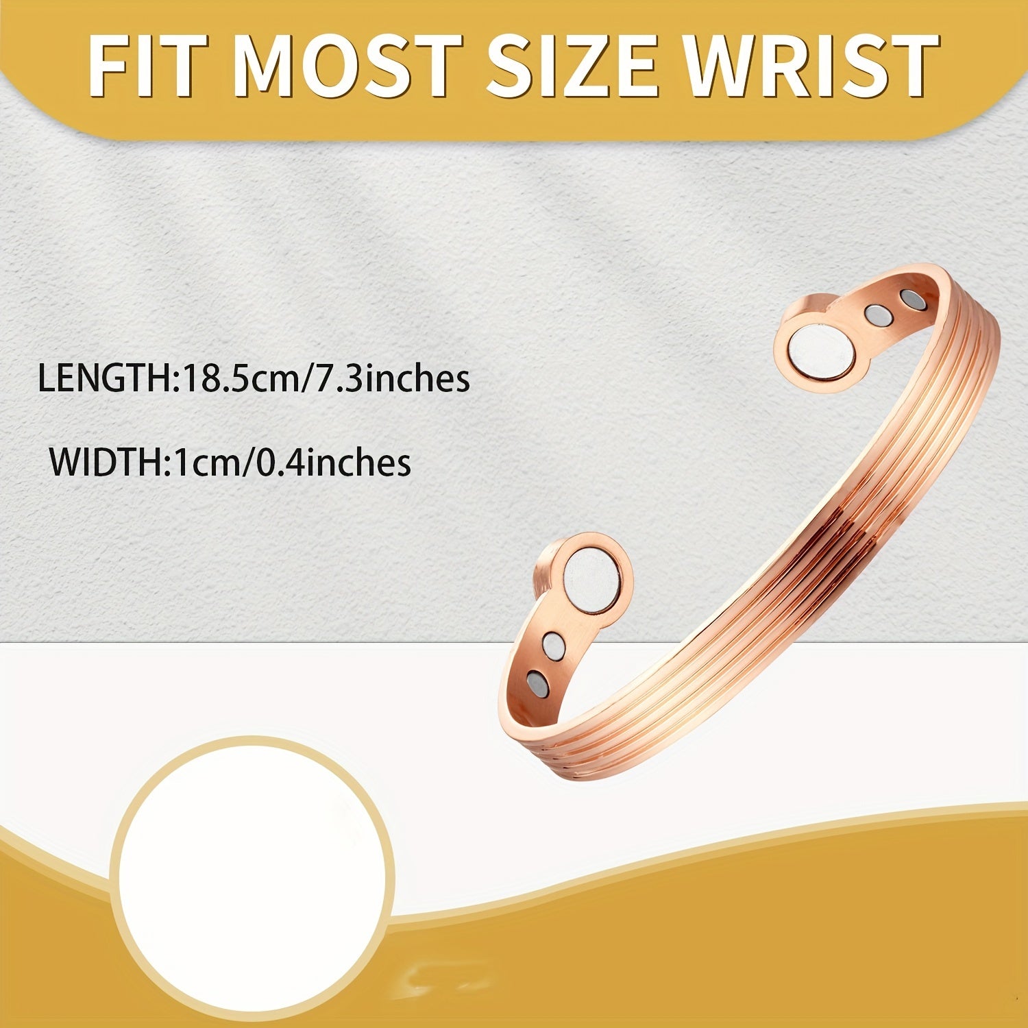 Lymph Detox Ring & Copper Bracelet Magnetic Set Women Rose Golden