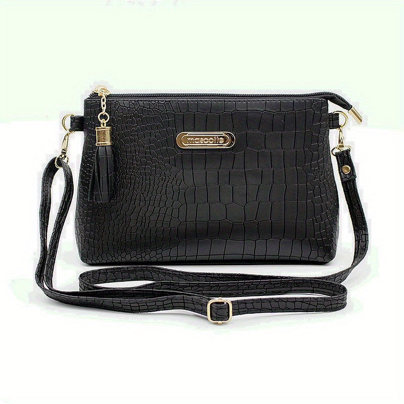 Crocodile Pattern Crossbody Bag PU Shoulder Bag Women's Handbag