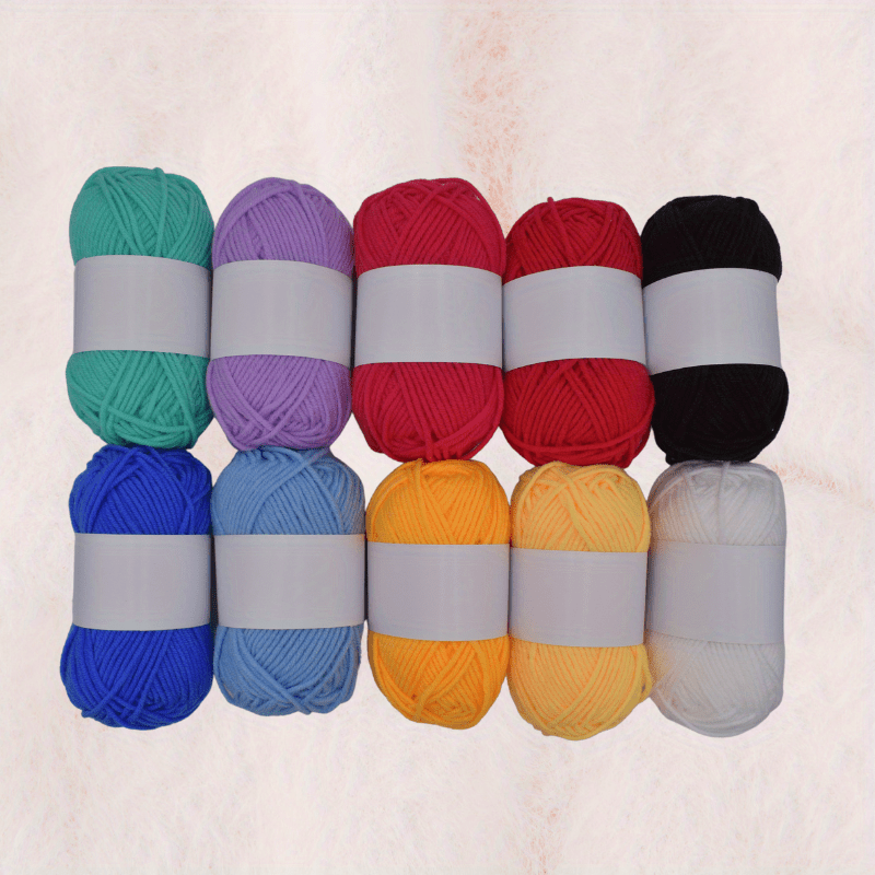 10pcs Solid Yarn In 10 Colors For Knitting Crocheting Weaving 25g