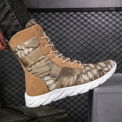 Camouflage Faux Leather Military Combat Boots