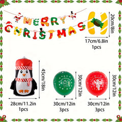 Christmas Letter Flags Mini Penguins Santa Claus Latex Balloons