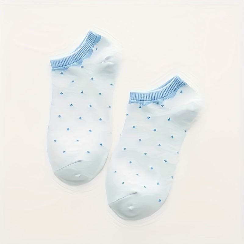 3 Pairs Polka Dot Low Cut Ankle Socks Soft & Lightweight Women's Stockings