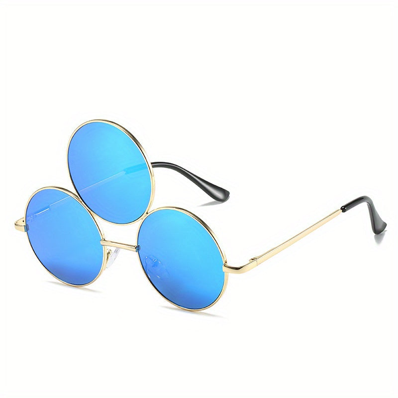 Y2K Round Metal Sunglasses Funny Mirror Lens UV400