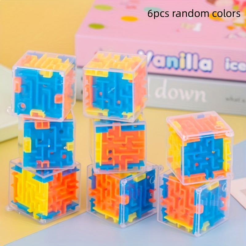 6pcs 3D Mini Maze Toys Puzzle Toys Rotating Random Colors