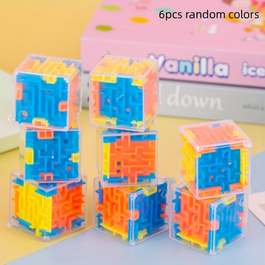 6pcs 3D Mini Maze Toys Puzzle Toys Rotating Random Colors