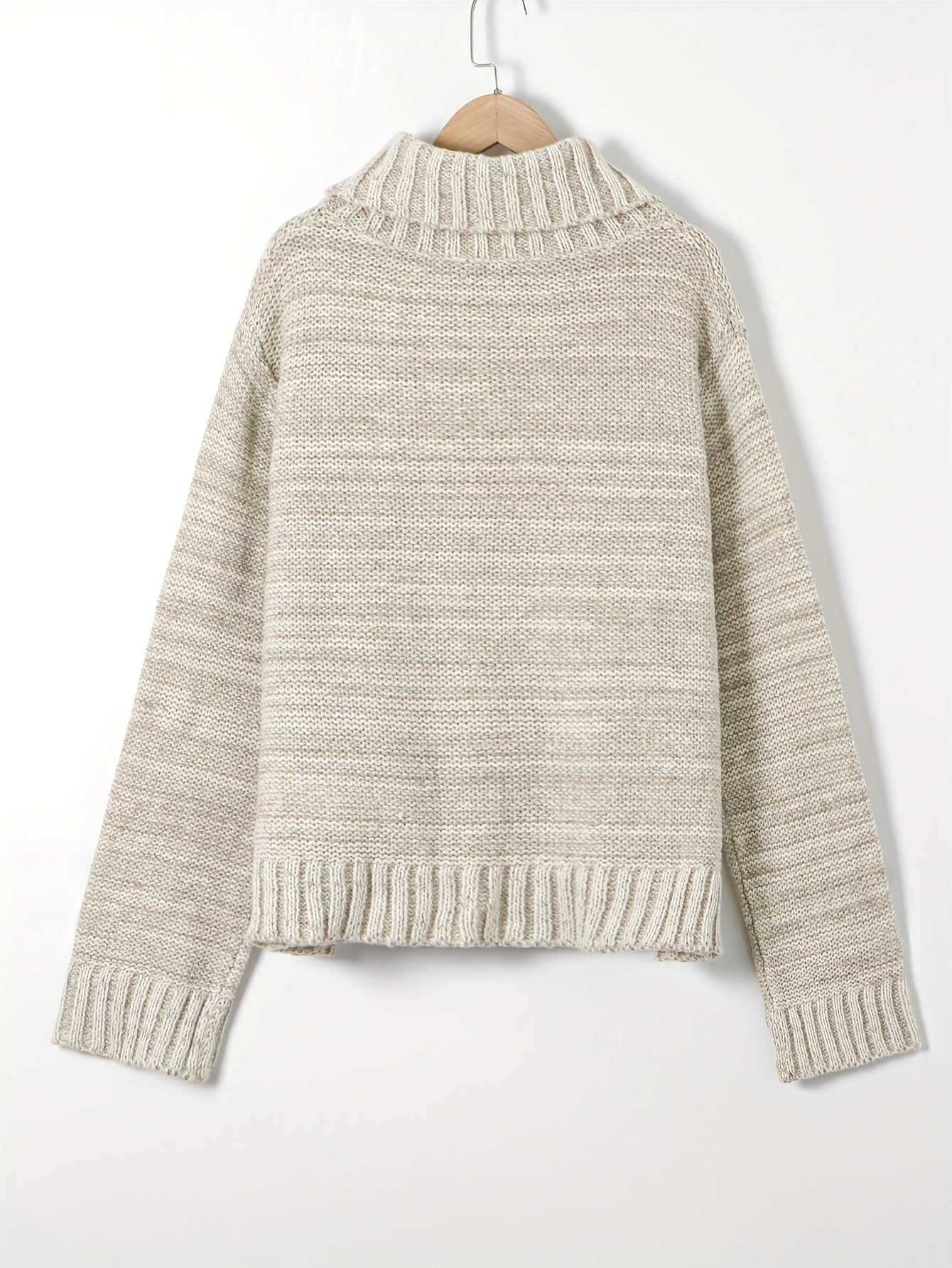  Solid Long Sleeve Turtle Neck Sweater