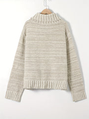  Solid Long Sleeve Turtle Neck Sweater