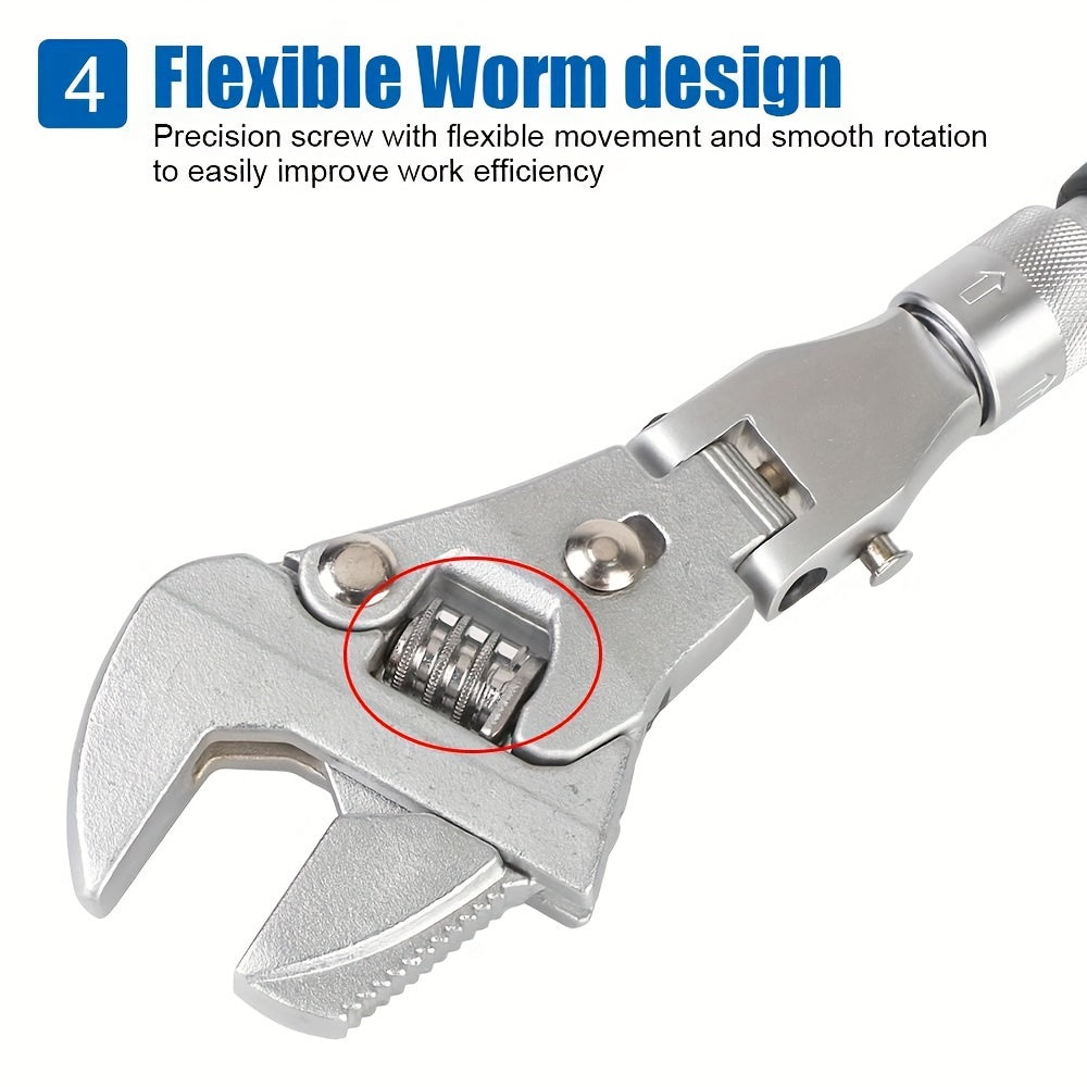 Adjustable Ratchet Wrench 180 Degree Folding Spanner Repair Tools