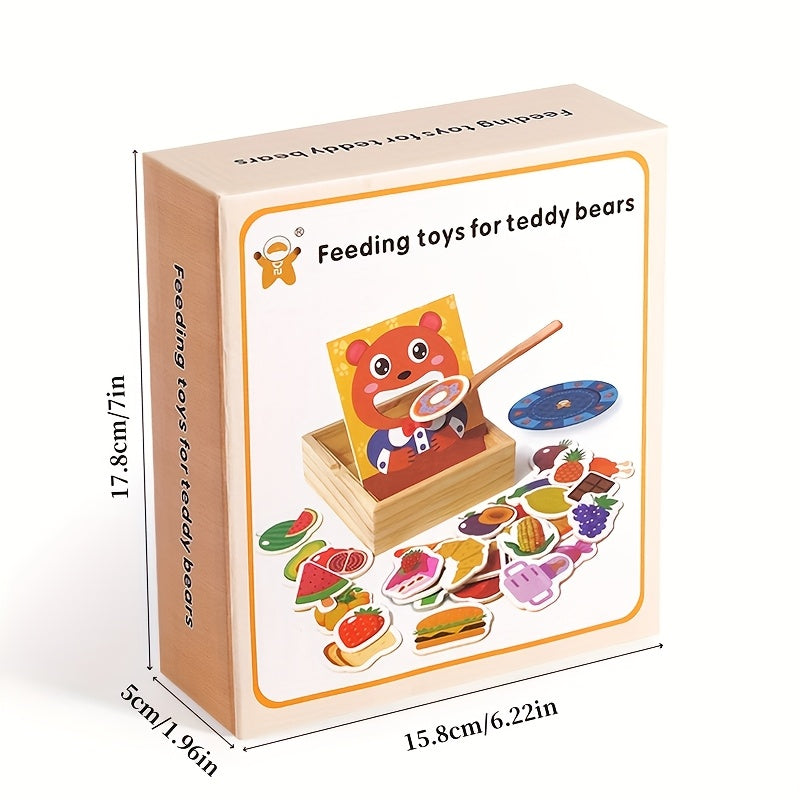 Adorable Bear Feeding Game Educational Wooden Toy for Youngsters