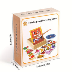 Adorable Bear Feeding Game Educational Wooden Toy for Youngsters