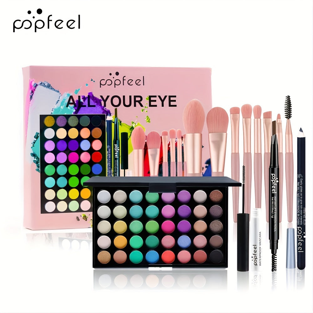 Makeup Set Eyeshadow Palette Eyeliner Eyebrow Pen Mascara Brushes All In One