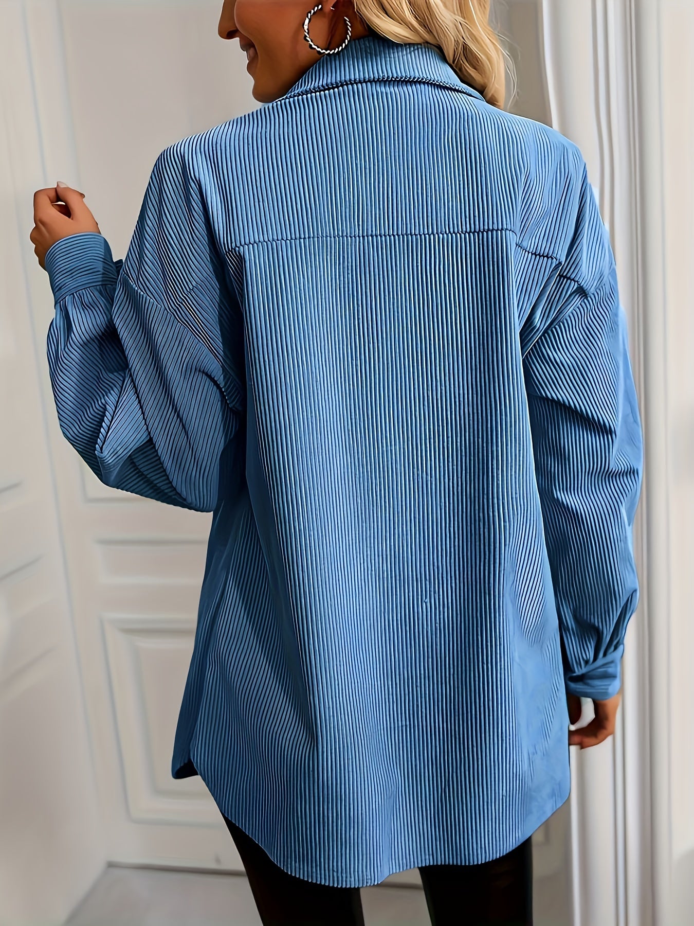 Solid Shacket Jacket Casual Button Front Long Sleeve Outerwear