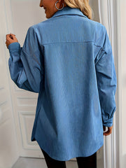 Solid Shacket Jacket Casual Button Front Long Sleeve Outerwear