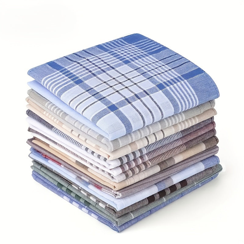 12 Pack Men's Soft Geometric Pattern Handkerchiefs Multicolor
