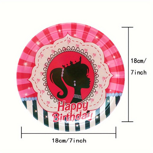 20 Pink Party Plates Princess Birthday Plate Set Cake Paper Dessert Decorations
