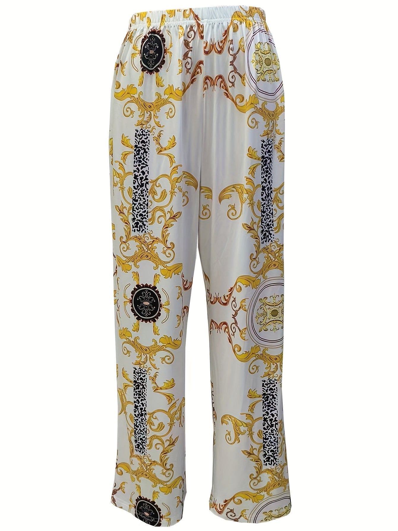  Casual Pants Women's Plus Mental Chain Print