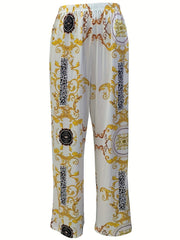  Casual Pants Women's Plus Mental Chain Print