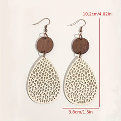 Hollow Leaf PU Leather Earrings Party Vacation Gift