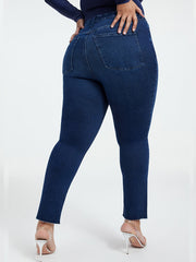 Women's Plus Bootcut Stretch Jeans, High Waist Button Up