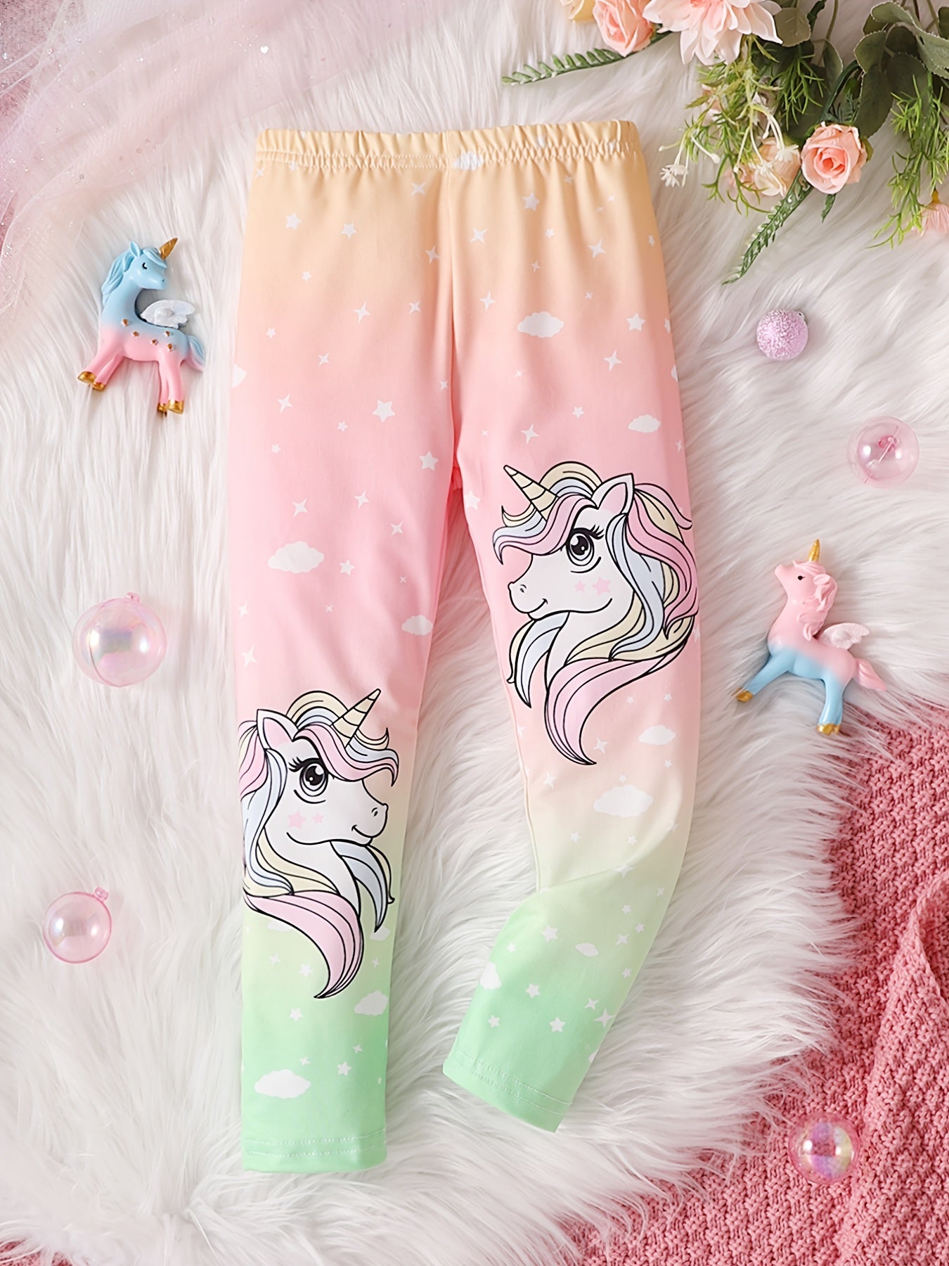 Girls Unicorn Leggings Contrast Legging Pants Spring Summer Fall