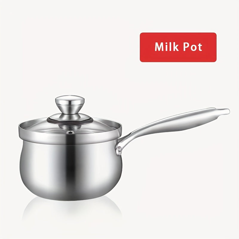 Stainless Steel Sauce Pot With Steaming Grid & Glass Lid
