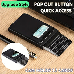 RFID Slim Aluminum Wallet Elasticity Back Pouch ID Credit Card Holder