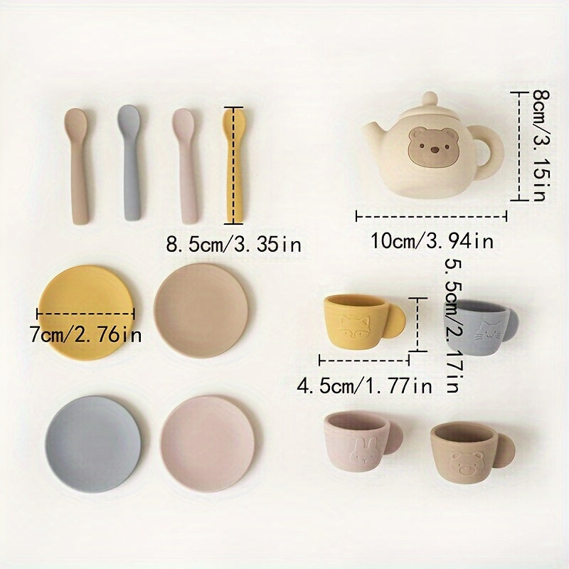 Kids Silicone Tea Party Set Pretend Play Kitchen Toy